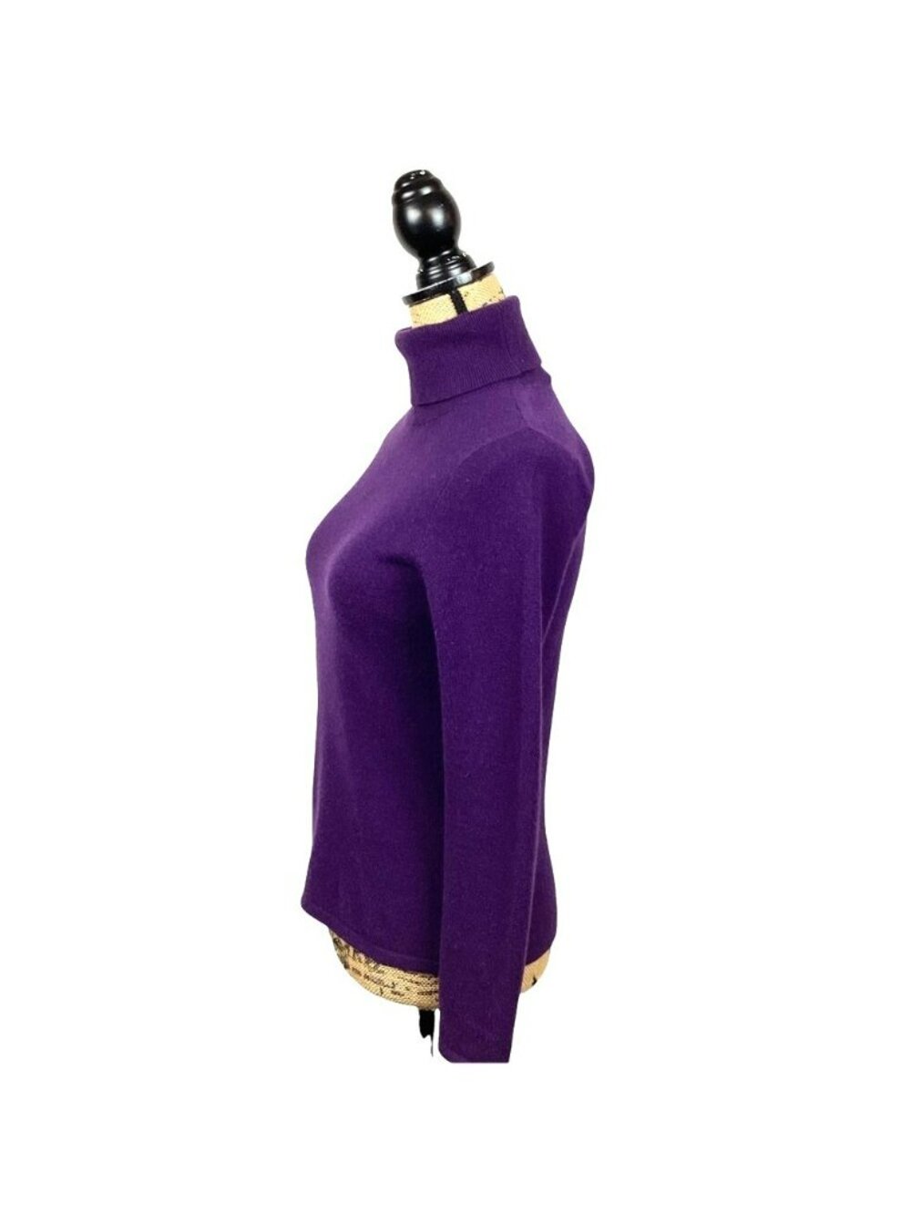 Black Saks Fifth Avenue Womens Purple Cashmere Turtleneck Sweater Size S Made In - Picture 3 of 8